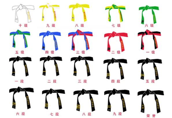 跆拳道级别及腰带颜色有几种：11个颜色(黑带最高级别)